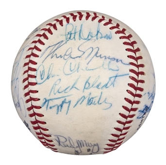 1975 New York Yankees Team Signed Baseball With 20 Signatures Including Munson, Catfish Hunter & Chambliss (PSA/DNA)